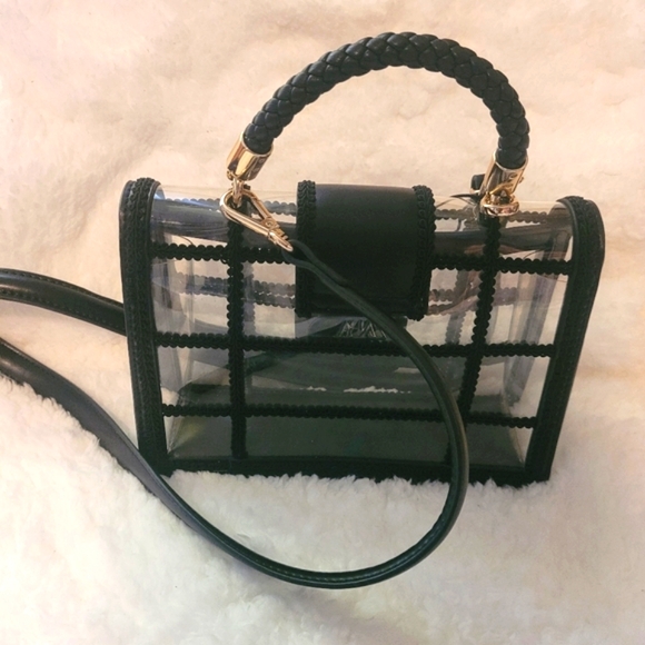 Zara Bags Euc Zara Clear Crossbody Bag Black Lace Clear Vinyl